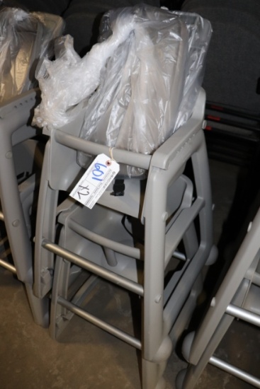 Times 2 - Rubbermaid grey high chairs with trays