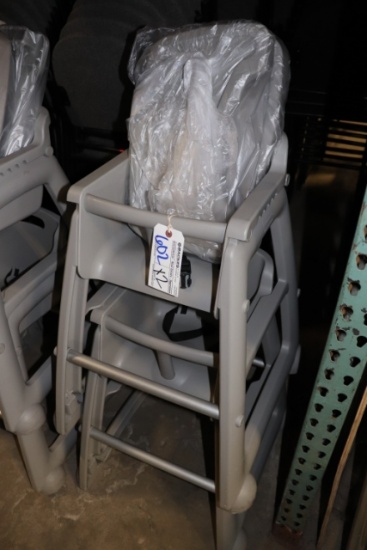 Times 2 - Rubbermaid grey high chairs with trays