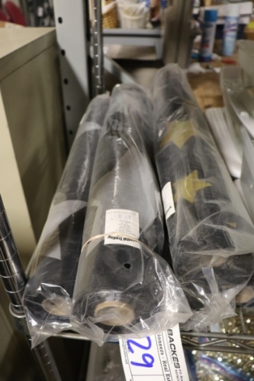 Times 5 - Rolls Oriental Trading black & silver/gold star table covers