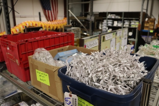 All to go - 3 Totes of white ice cycle lights & misc.