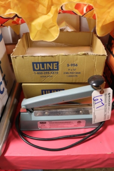 U-Line H-163 heat seal with 9" x 12" poly bags
