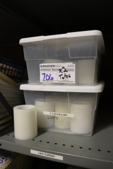 Times 2 - Totes of 4" tall white LED pillars
