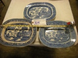All to Go  Blue and White Platters As Is