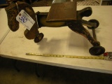 Old Wooden 3 Wheeled Horse Toy