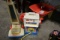 Fisher price vacuum, wheel barrel, gas pump