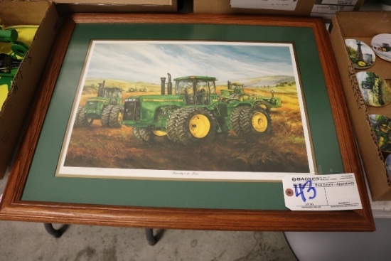 "Responding to the Farmer" John Deere framed picture