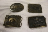 Times 4 - 1981, 1982, 1983, 1984 Iowa Hawkeyes belt buckles