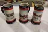 Times 3 - 1990-1992 Budweiser holiday steins