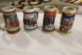 Times 4 - 1993, 1997, 1998 Budweiser steins