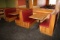 Times 2 - Solid Oak & burgundy vinyl  4 passenger booth openings with table