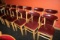Times 12 - Maple dining chairs with burgundy back & seats - AS IS - no bras