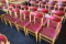 Times 12 - Maple dining chairs with burgundy back & seats - AS IS - with br