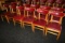 Times 12 - Maple dining chairs with burgundy back & seats - AS IS - with br