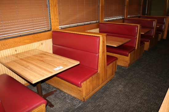 Times 5 - Solid Oak & burgundy vinyl  4 passenger booth openings with table