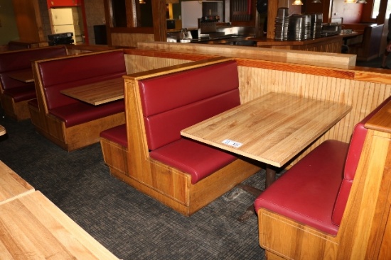 Times 5 - Solid Oak & burgundy vinyl  4 passenger booth openings with table