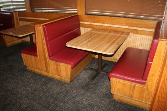 Times 4 - Solid Oak & burgundy vinyl  4 passenger booth openings with table