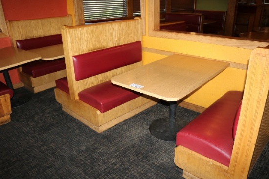 Times 4 - Solid Oak & burgundy vinyl  4 passenger booth openings with table