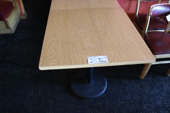 Times 2 - 24" x 30" lit oak Formica top tables