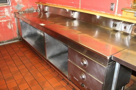 132" stainless base cabinet with 2 drawer bun warmer, 1 bin sink, & electri