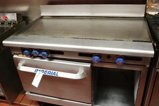 Imperial 48" portable gas flat grill with oven & storage