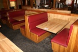 Times 5 - Solid Oak & burgundy vinyl  4 passenger booth openings with table