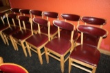 Times 12 - Maple dining chairs with burgundy back & seats - AS IS - no bras