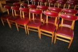 Times 12 - Maple dining chairs with burgundy back & seats - AS IS - with br