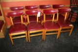 Times 12 - Maple dining chairs with burgundy back & seats - AS IS - with br