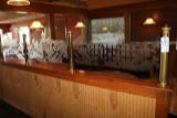 Iowa State etched glass, brass pole wall divider