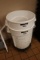 Times 2 - Brute Rubbermaid white ingredient barrels with one portable dolly