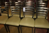 Times 12 - Polished metal ladder back dining chairs with olive green vinyl