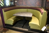 Times 2 - Olive green vinyl U-shaped booths with tables