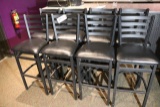 Times 8 - Black metal ladder back bar chairs w/ black vinyl seats