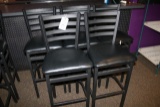 Times 5 - Black metal ladder back bar chairs w/ black vinyl seats - 2 have