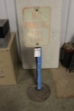 No Parking Fire Lane sign with heavy duty stand - sign is faded