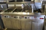 Frymaster FM345ESE gas 3 bank fryer with fry dump station & filter system