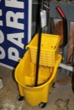 Mop bucket w/wet floor sign