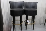 Times 2 - Pavar Inc. Swivel bar stools with black back and black vinyl seat