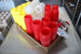 Box ketchup, mustard & clear squirts, missing some tops