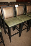 Times 8 - Black metal frame, gold back & olive green seat bar chairs