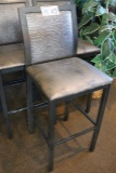 Times 7 - Black metal frame, silver back & gold seat bar chairs