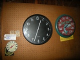 Clocks, thermometer on Peg Board (not board)