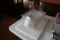 All to go - Acrylic inset pans, poly cutting board, & beverage dispenser wi