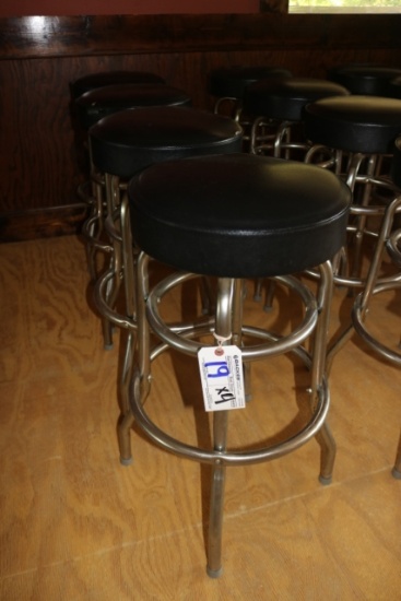 Times 4 - Black padded vinyl bar stools - have some rips