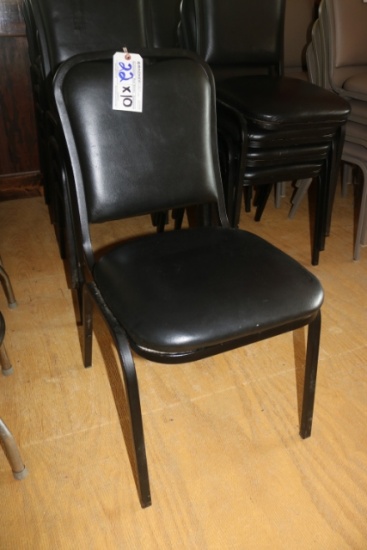 Times 10 - FDL black padded vinyl, metal framed stack chairs