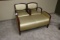 Set of 3 - 2) cherry finish, gold vinyl captains chairs & 1) cherry finish,