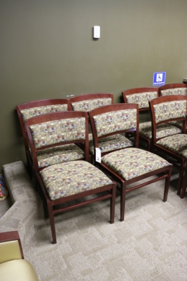 Times 4 - Cherry finish, plaid patterned mates chairs