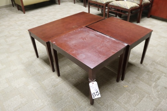 Times 3 - 2) 20" x 24" cherry finish end tables & 1) 20" x 40" cherry finis