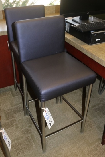 Times 2 - Brayton purple vinyl stainless framed bar chairs