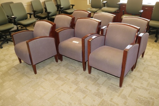 Times 7 - National cherry finish purple/green tweed lounge chairs